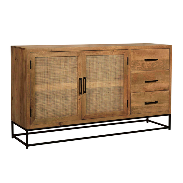 SIT Sideboard CANE Natur Schwarz Mangoholz Rattan Metall Hagebau At