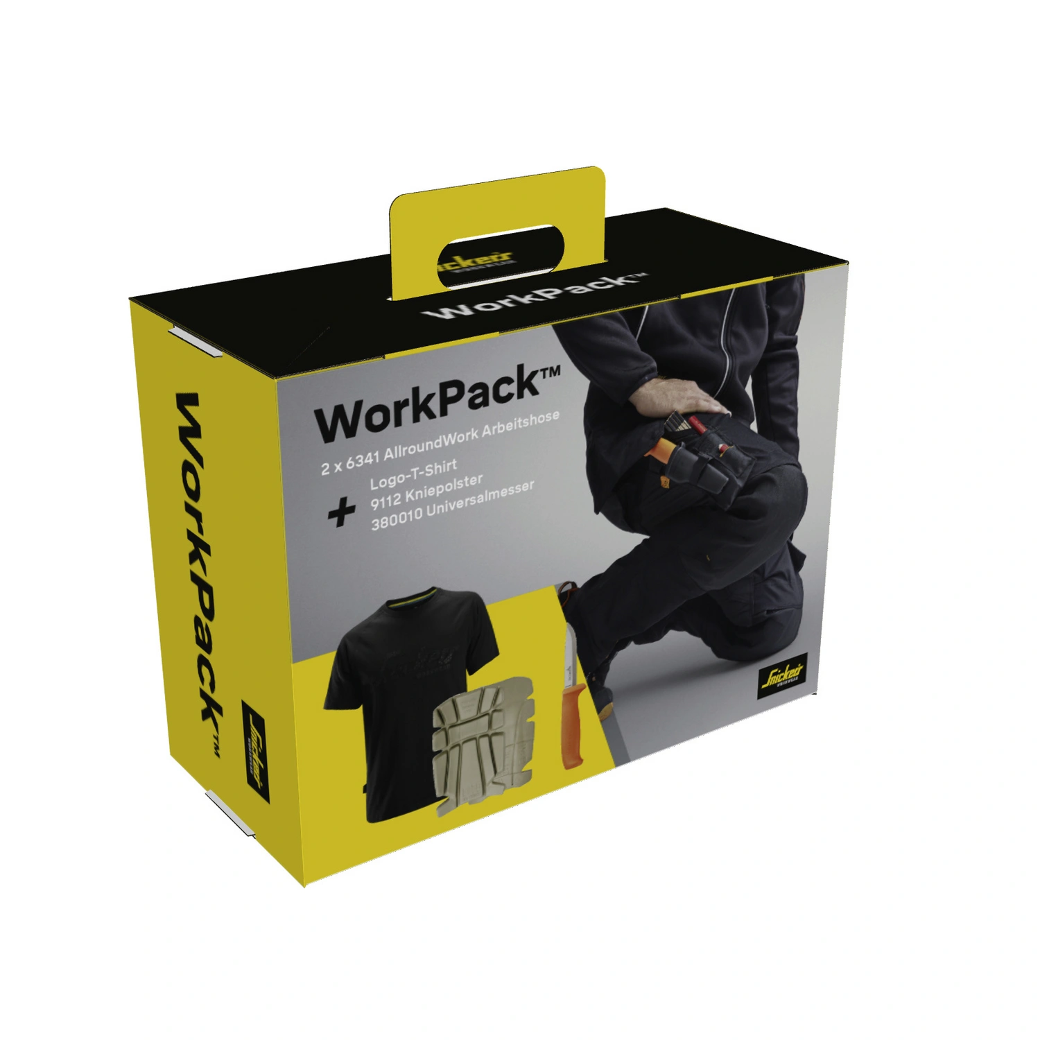 SNICKERS Arbeitshose »AllroundWork«, WorkPack inkl. 2 Stretch-Arbeitshosen  schwarz mit Holstertaschen, Kniepolster, T-Shirt, Handwerkermesser