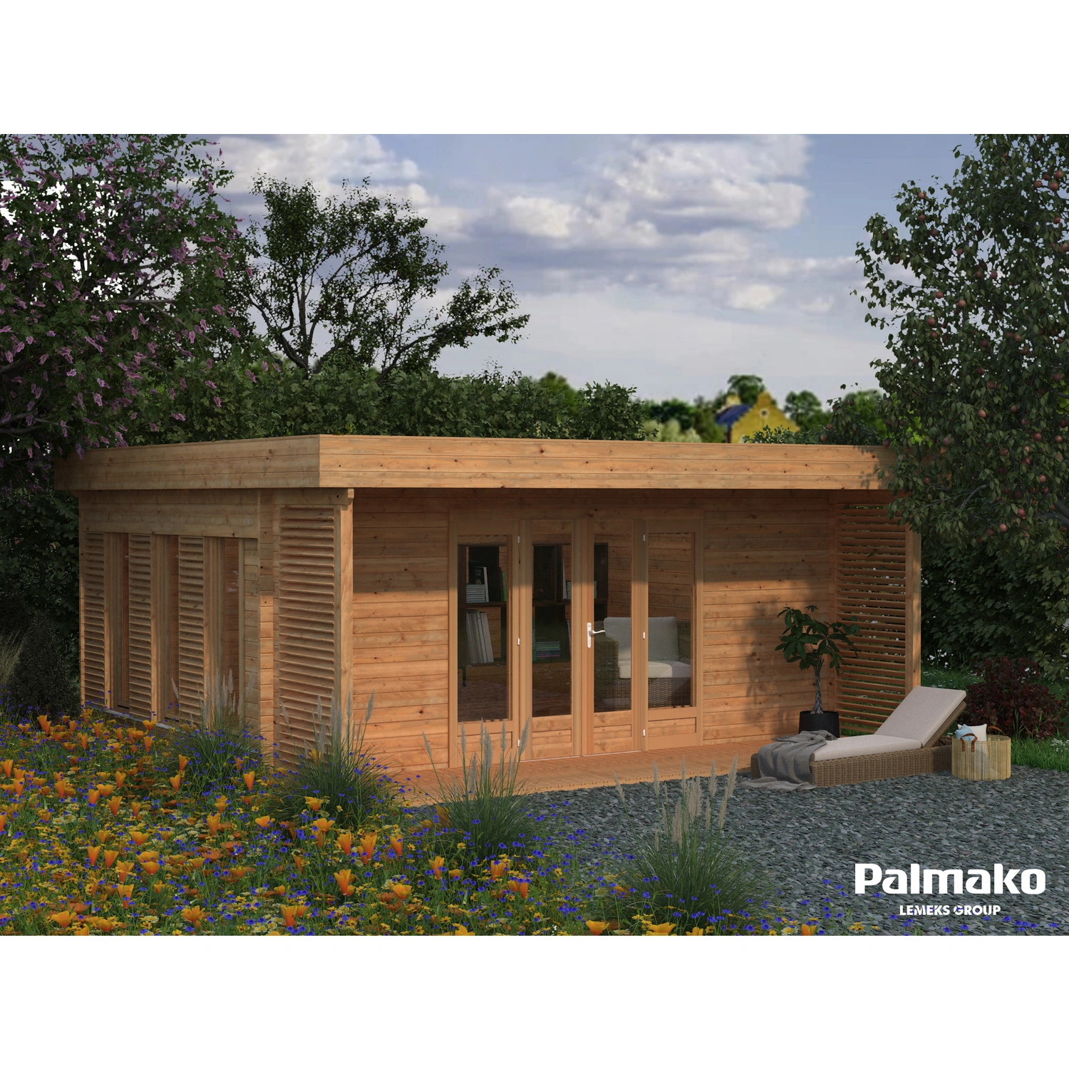PALMAKO Gartenhaus »Caroline«, BxT: 540 x 390 cm (Außenmaße), Wandstärke:  44 mm | Gartenhäuser