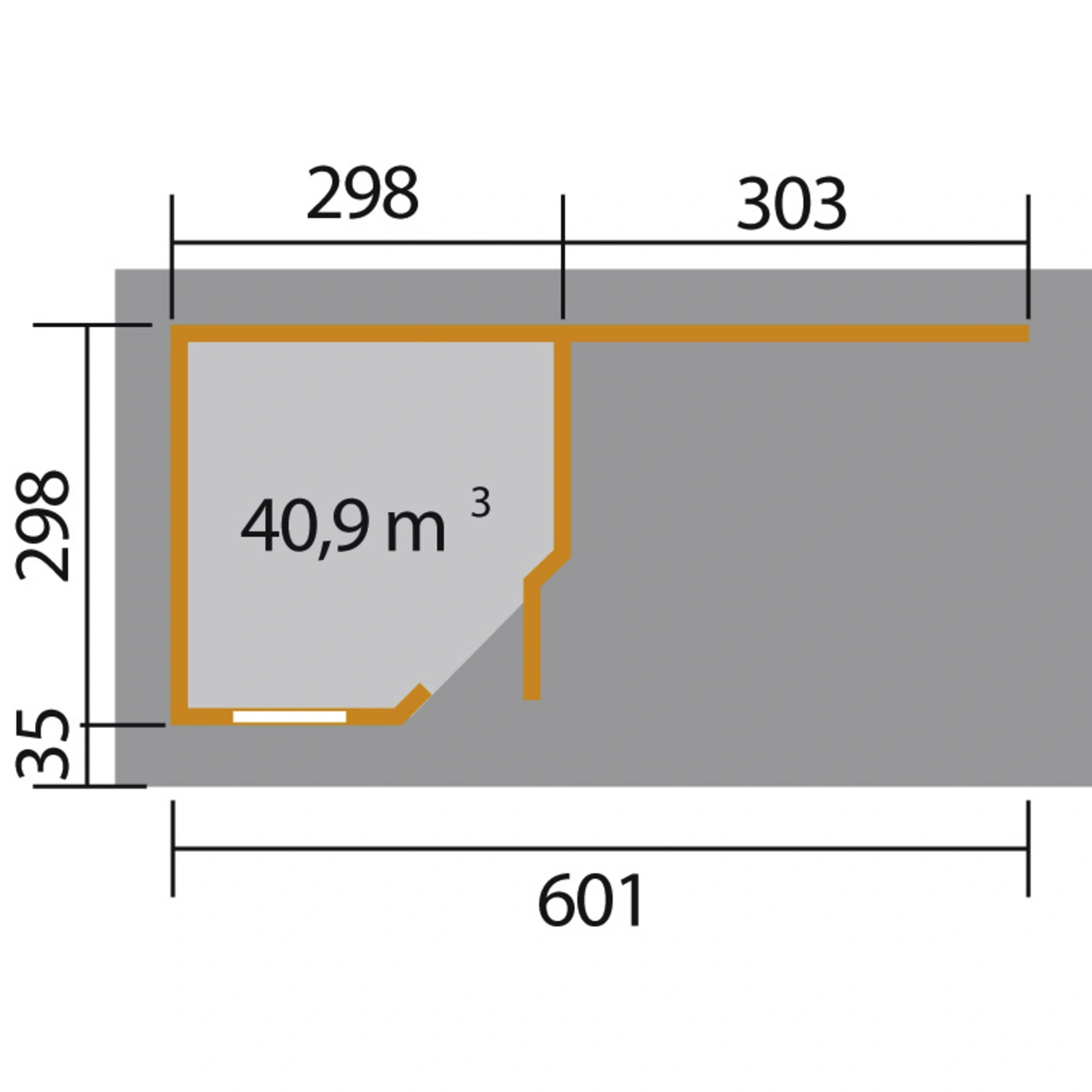 WEKA Gartenhaus-Set »Designhaus 213 Gr. 2«, BxT: 646 x 338 cm  (Aufstellmaße), Flachdach