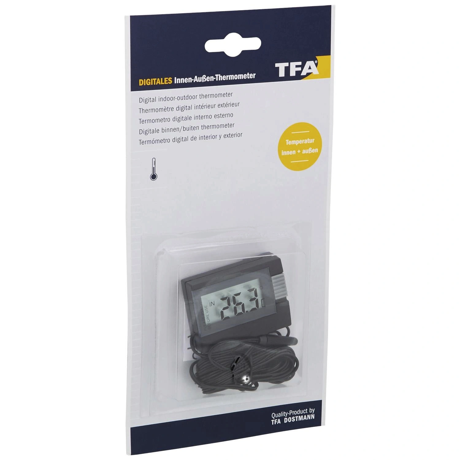 TFA® Innen-Außen-Thermometer digital Kunststoff 5,4 x 3,9 x 1,6 cm 