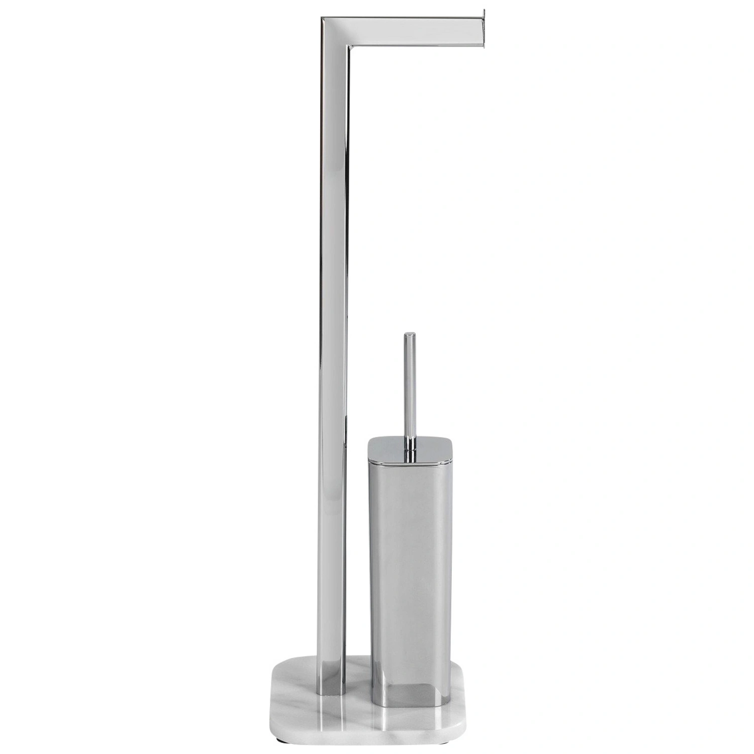 WENKO Stand-WC-Garnitur »Onyx«, Stahl/marmor, weiß/chromfarben | Toilettenbürsten
