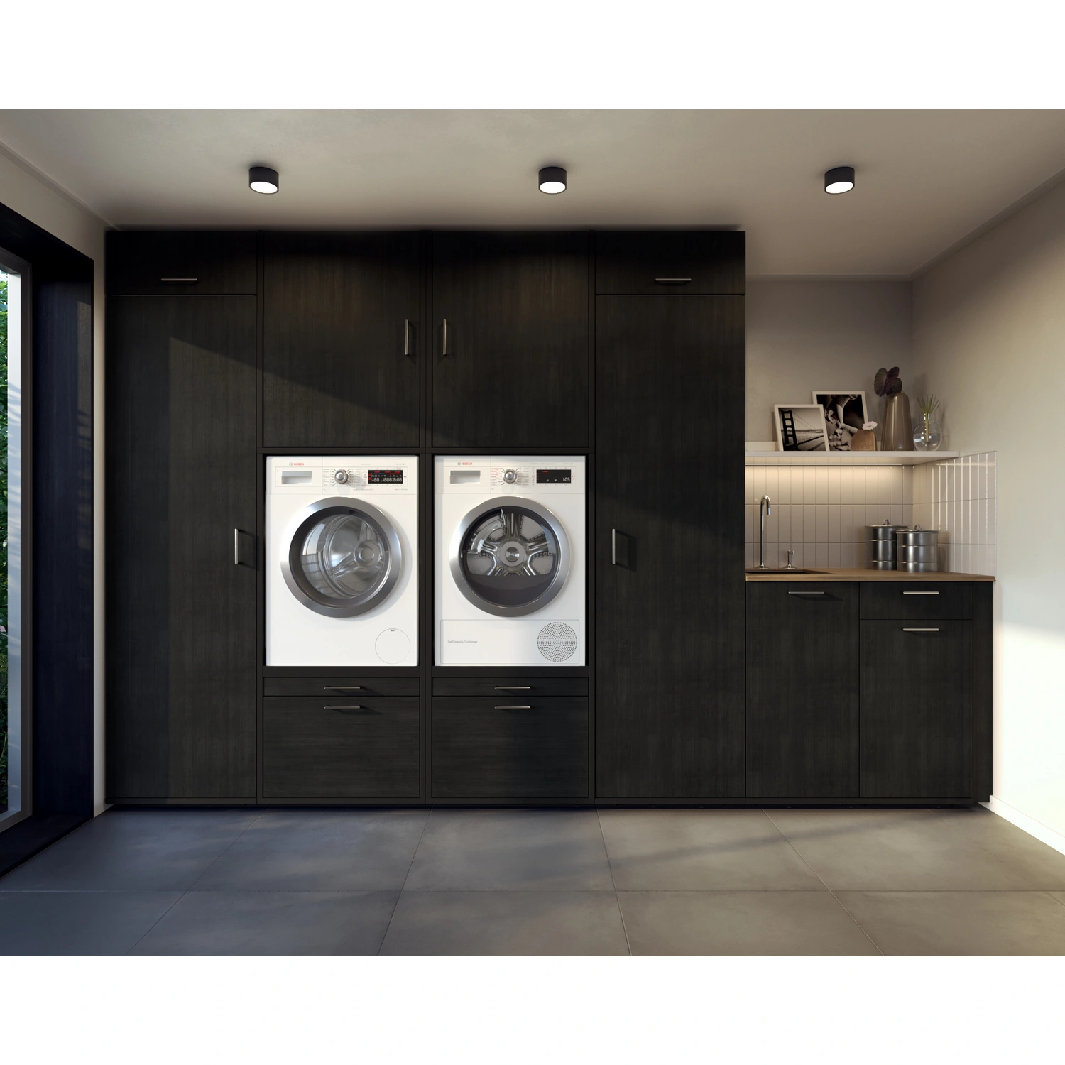 Waschturm Unterschrank »WSUS45-11-S«, schwarz, Maße: 45 x 92 x 65 cm