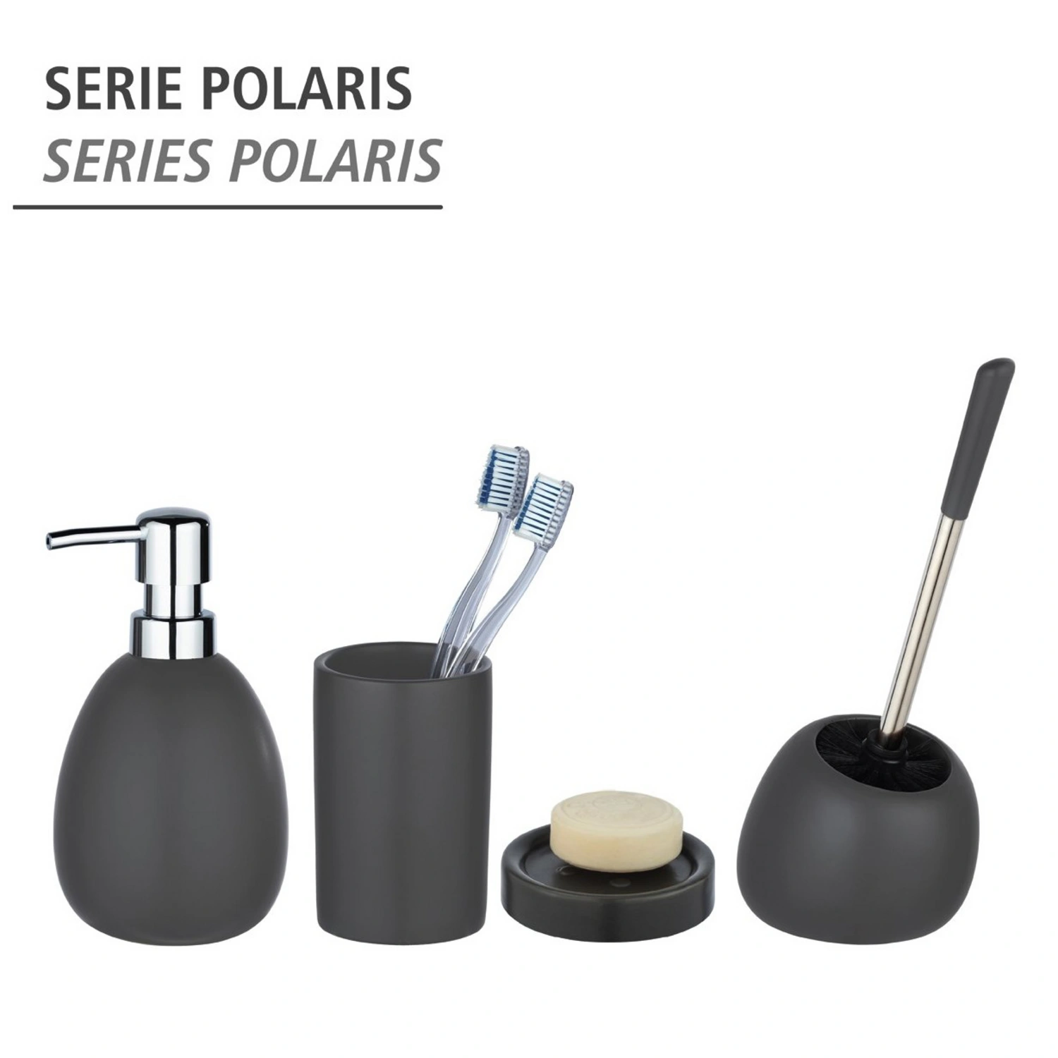 Bekannte Marke WENKO WC-Garnitur »Polaris«, Keramik, grau