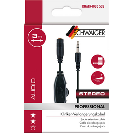 Audio-Verlängerungskabel, 3,5mm, 3m, Lautstärkeregel
