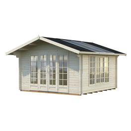 Blockbohlenhaus »Irene«, BxT: 380 x 380 cm (Außenmaße), Wandstärke: 34 mm, Natur
