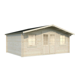 Blockbohlenhaus »Klara«, BxT: 484 x 360 cm (Außenmaße), Wandstärke: 28 mm, Transparent