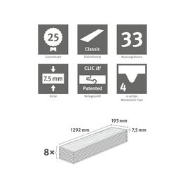 Designboden »Home Design GreenTec«, Eiche sägerau braun (EHD001), BxL: 193 x 1292 mm, Stärke: 7,5 mm
