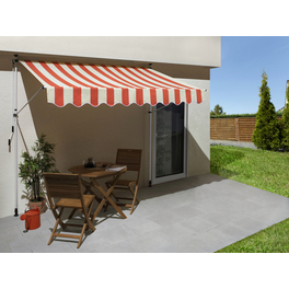 Fallarmmarkise, BxT: 250 x 150 cm, bordeauxrot/weiss gestreift