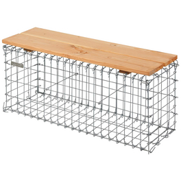 Gabionenbank, BxHxL: 30 x 46 x 100 cm, Stahl/Douglasienholz