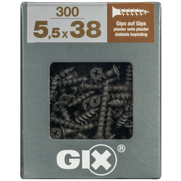 Gipsfaserschraube, GIX G, H2, Stahl, 300 Stück, 5.5 x 38 mm