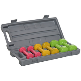 Hantel-Set, bestehend aus: 2 x 0,5 kg, 2 x 1 kg und 2 x 1,5 kg Hanteln, rot/gelb/grün