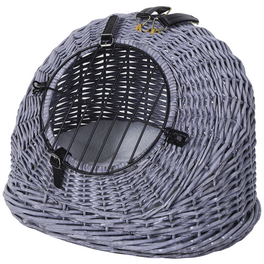Hunde-Tragetasche, BxHxT: 35 x 35 x 47 cm, Weidenholz/Plüsch/Polypropylen/Metall