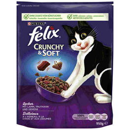 Katzentrockenfutter »Felix Crunchy & Soft«, Lamm, 0,95 kg