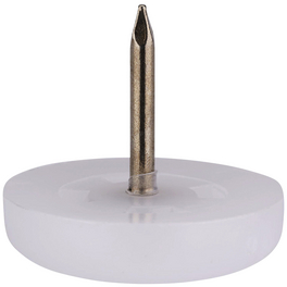 Kunststoffgleiter, rund, mit Nagel, weiß, Ø 22 x 20 mm