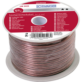 Lautsprecherkabel, 25 m 2x1,5 mm2 transparent