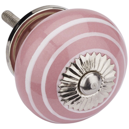 Möbelknopf, Ø 40 x 36 mm, rosa/weiß, Stahl/Keramik/Zinkdruckguss
