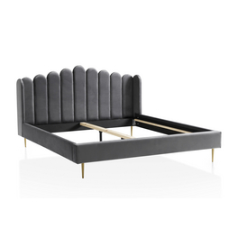 Muschelbett, grau/goldfarben, MDF/Samt (100% Polyester)/Metall Muschelbett, grau/goldfarben, MDF/Samt (100% Polyester)/Metall