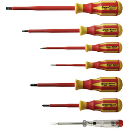 Schraubendrehersatz, Stahl, Längsschlitz/PH/PZ, 7-tlg., 464g Schraubendrehersatz, Stahl, Längsschlitz/PH/PZ, 7-tlg., 464g