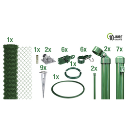 Set Maschendrahtzaun mit Bodenhülse, BxH: 1500 x 175 cm, Stahl, grün
