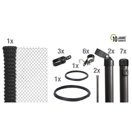 Set Maschendrahtzaun zum Einbetonieren, BxH: 1500 x 125 cm, Stahl, anthrazit metallic