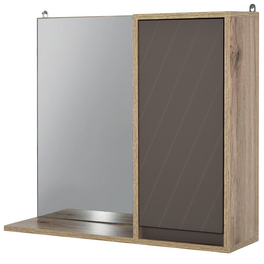 Spiegelschrank, grau/braun, Holz, BxHxT: 57 x 49,2 x 14,2 cm