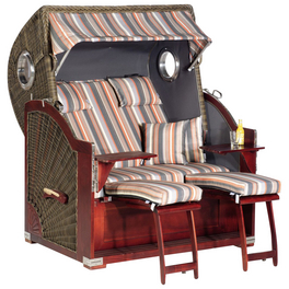 Strandkorb »Rustikal«, BxHxT: 140 x 160 x 95 cm, Dreiviertelllieger, cappuccinofarben/mahagoni