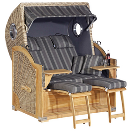 Strandkorb »Rustikal«, BxHxT: 140 x 160 x 95 cm, Dreiviertelllieger, weiß/teak