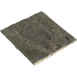 Trittplatte, LxBxH: 34 x 34 x 2,5-4 cm, Quarzit, graugrün