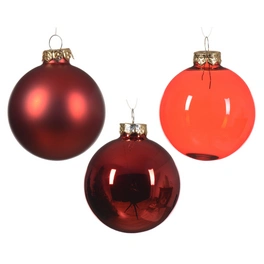 Christbaumschmuck, 21 Stück, Glas, rund, rot