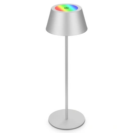 LED-Tischleuchte, 22-38,5 x Ø 12,5 cm, chrom-matt, Metall, warmweiß, akkubetrieben