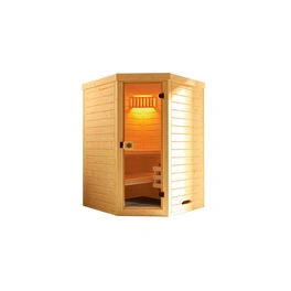 Massivholzsauna »LAUKKALA 1«, 6 Personen, inkl. 3,6 kW Ofen mit integrierter Steuerung