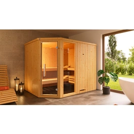 Ecksauna »VARBERG 4«, 6 Personen, inkl. 7,5 kW Ofen mit externer Steuerung