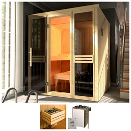 Elementsauna »KAARINA 2«, 6 Personen, inkl. 7,5 kW Ofen mit externer Steuerung