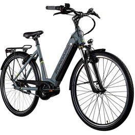 E-Bike »X600«, 28 Zoll, 7 Gänge, max. Reichweite: 125 km, grau/gelb