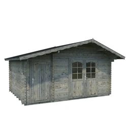 Blockbohlenhaus »Emma«, BxT: 450 x 330 cm (Außenmaße), Wandstärke: 34 mm, Grau