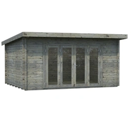 Blockbohlenhaus »Lea«, BxT: 450 x 330 cm (Außenmaße), Wandstärke: 44 mm, Grau