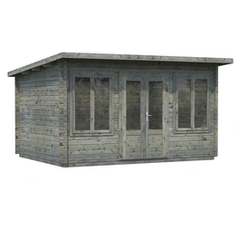 Blockbohlenhaus »Lisa«, BxT: 400 x 300 cm (Außenmaße), Wandstärke: 34 mm, Grau