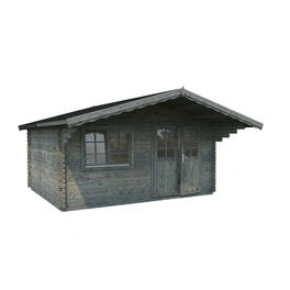 Blockbohlenhaus »Sally«, BxT: 450 x 360 cm (Außenmaße), Wandstärke: 44 mm, Grau