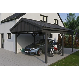 Carport »Fichtelberg«, BxT: 423 x 566 cm, Firsthöhe: 326 cm, lasiert