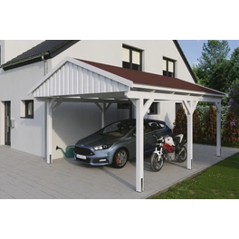 Carport »Fichtelberg«, BxT: 423 x 566 cm, Firsthöhe: 326 cm, lasiert