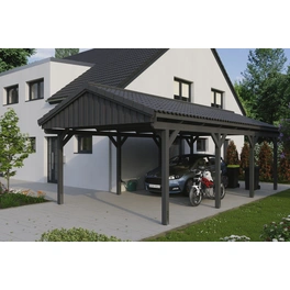 Carport »Fichtelberg«, BxT: 423 x 808 cm, Firsthöhe: 326 cm, lasiert