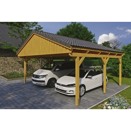 Carport »Fichtelberg«, BxT: 618 x 566 cm, Firsthöhe: 362 cm, lasiert