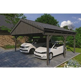 Carport »Fichtelberg«, BxT: 618 x 566 cm, Firsthöhe: 362 cm, lasiert