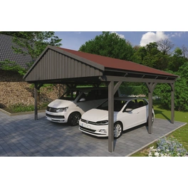 Carport »Fichtelberg«, BxT: 618 x 566 cm, Firsthöhe: 362 cm, lasiert