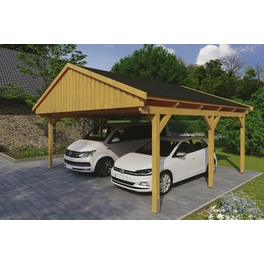 Carport »Fichtelberg«, BxT: 618 x 566 cm, Firsthöhe: 362 cm, lasiert