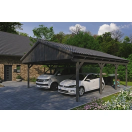 Carport »Fichtelberg«, BxT: 618 x 808 cm, Firsthöhe: 362 cm, lasiert