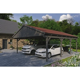 Carport »Fichtelberg«, BxT: 618 x 808 cm, Firsthöhe: 362 cm, lasiert