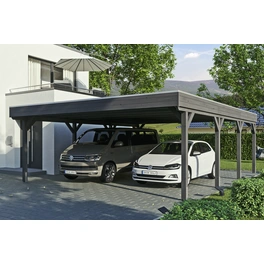 Carport »Grunewald«, BxT: 622 x 796 cm, Firsthöhe: 255 cm, lasiert