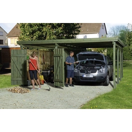 Carport, holzfarben